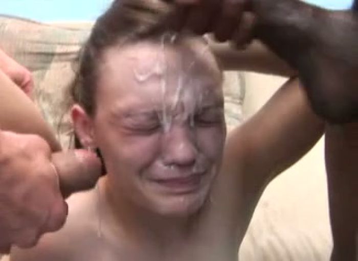 Teen gets BBC & White Cock, dislikes facial from both