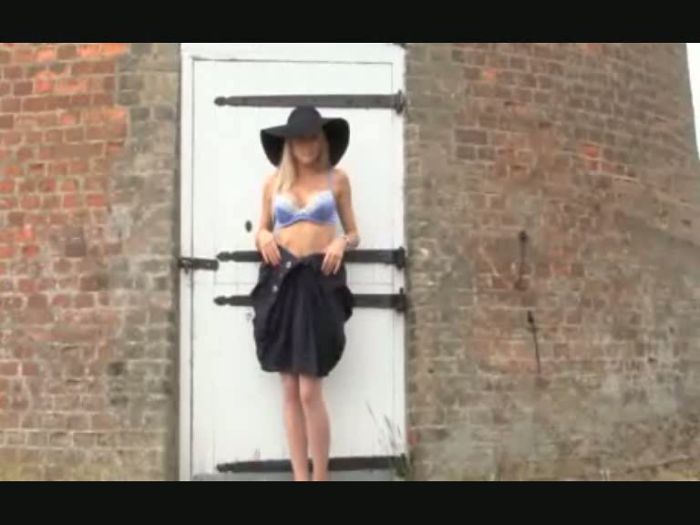 stepping out of her dress